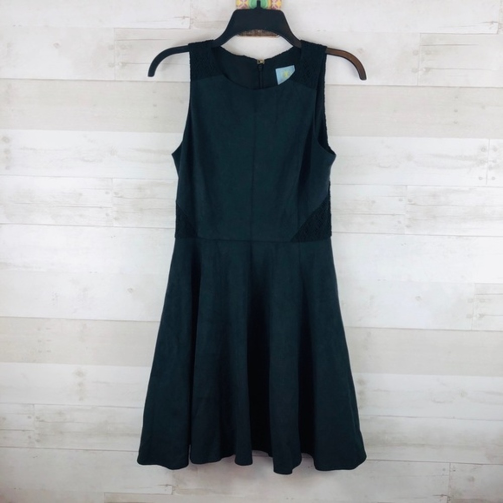 Cece Faux Suede Black Dress